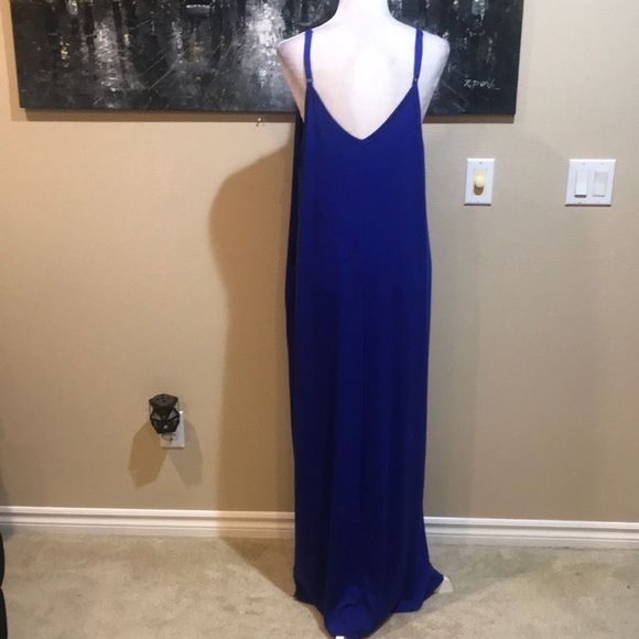 Zenana V-Neck Adjustable Strap with Pockets Purple Maxi Dress-Size 2X - Picture 3 of 8